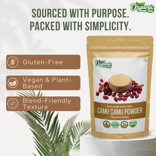 Organic Zing Camu Camu Powder | Vegan & Gluten-Free Superfood | Raw, Pure & Natural | Ideal for Smoothies, Juices & DIY Blends – 227g