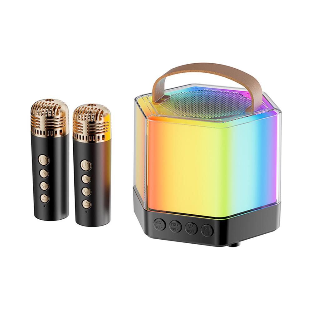 Karaoke Machine Mini Wireless Microphone and Speaker Set with 2 Microphone RGB Color Light Handheld Mic Gifts for