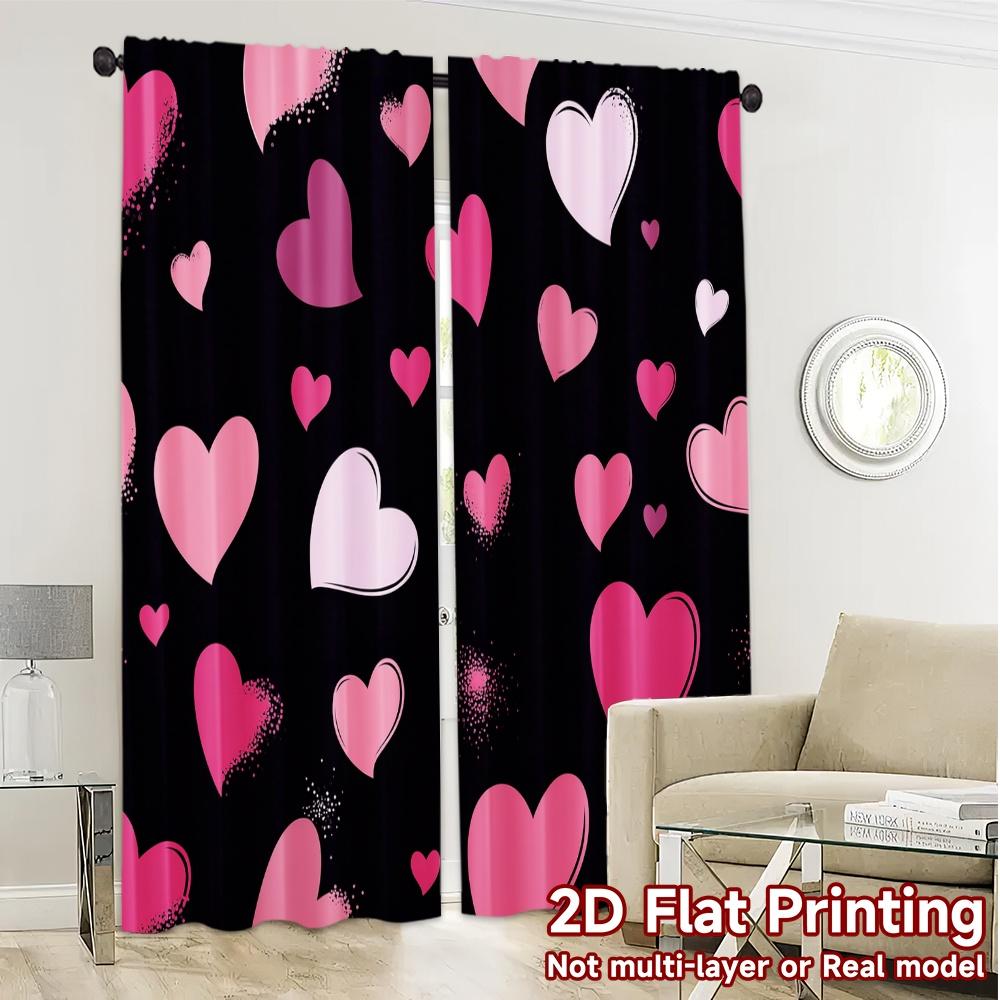 2D Flat Printing,JIT 2pcs, Curtains (Without Rod) Heartburst Drapes Modern Print Curtains Versatile Polyester Fabric Curtains
