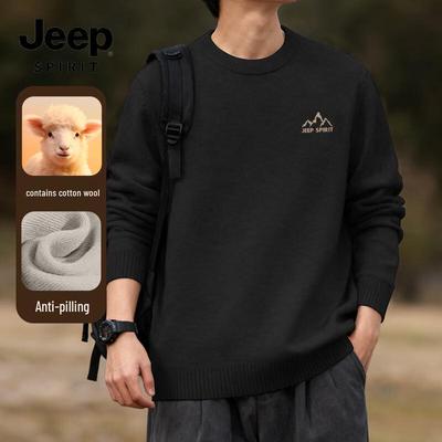 JEEP SPIRIT Men's Thick Warm Round Neck Sweater