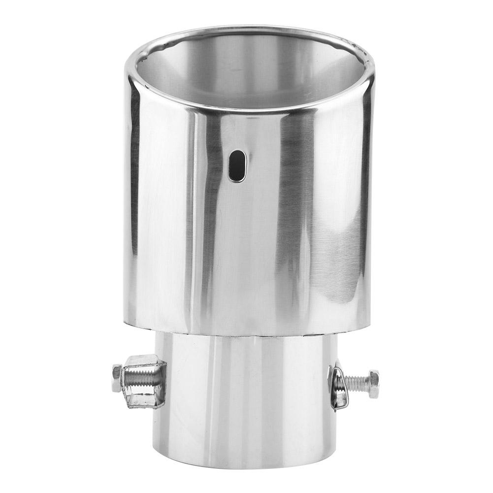 Blank Sølv Rustfritt Stål Universalt Bil Rett Eksosrør Bakre Lyddemper Tips Hale Hals