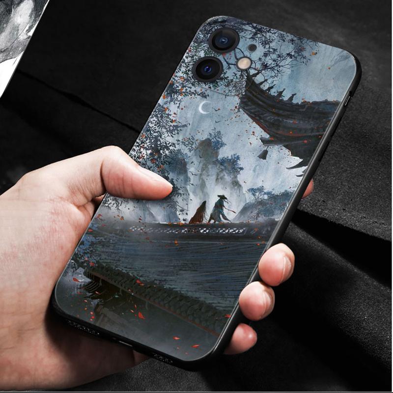 Phone Case For Apple Iphone 14 13 12 11 Pro Max 13 12 Mini Xs Max Xr X 7 8 6 6s Plus Shell Japan Samurai Landscape Ink Painting