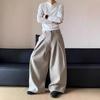 Pantaloni casual larghi a righe stropicciati stile old money americano uomo e donna autunno inverno versatili cleanfit pantaloni di lana