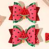 Cute Summer Fruit Hair Bows for Girls Watermelon Lemon Hair Clips Sparkling Glitter Leather Hairpins Kids Boutique Headdress