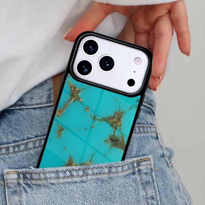 Turquoise Stone Marble Pattern Phone Case for iPhone 17ProMax 12 13 14 15 16e 17 Pro Max Plus Air Cover