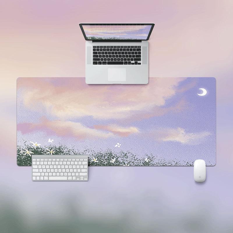 Ins Mouse Pad Oversized Lock Edge Laptop Keyboard Student E-sports Desk Pad Simple Artistic Oil Painting Offices Accessories