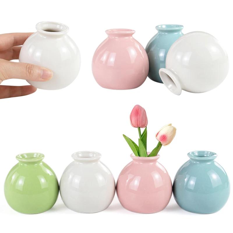 Mini White Pink Ceramics Vase Round Spiral Vase Nordic Creative Flower Arrangement Vases For Home Living Room Coffee Table Decor