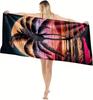 1PC Towel Coconut tree and sunset art pattern Perfect gifts Quick-Dry Beach Towel For Yoga Tourism Beach GYM Camping Swimming