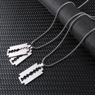 Titanstahl Klinge Anhänger Herren Halskette Einfache Lange Pullover Kette Herren Anhänger Schmuck Geometrischer Anhänger