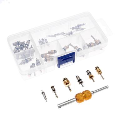 Bowarepro 40PCS Air Conditioner Valve Core Bug Screwdriver Air Valve Wrench Car A/C R12