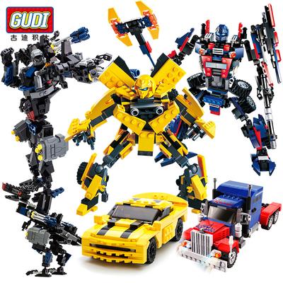 2 v 1 Transformácia Robot Dinosaura Vojny Model Stavebnice Mecha Nákladné Auto Kreatívne Gudi Tehly Auto Vozidlo Jurský Detské Hračky