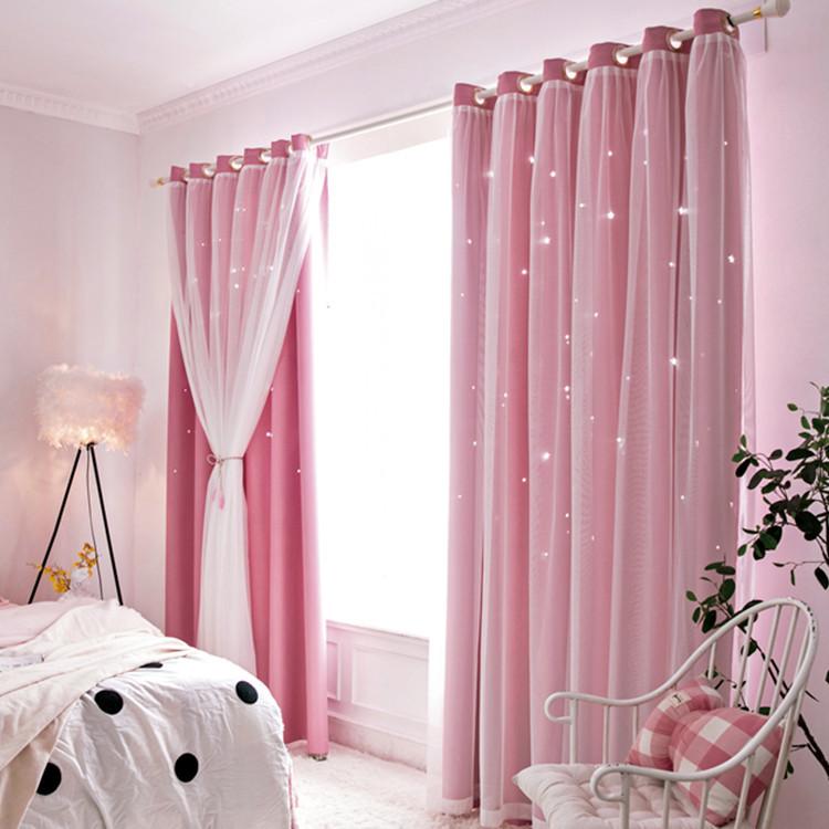 Hollow Star Curtains Of The Same Style, Lace Curtains, Dream Princess, Wind Height Blackout Double-Layer Curtains, Finished Products