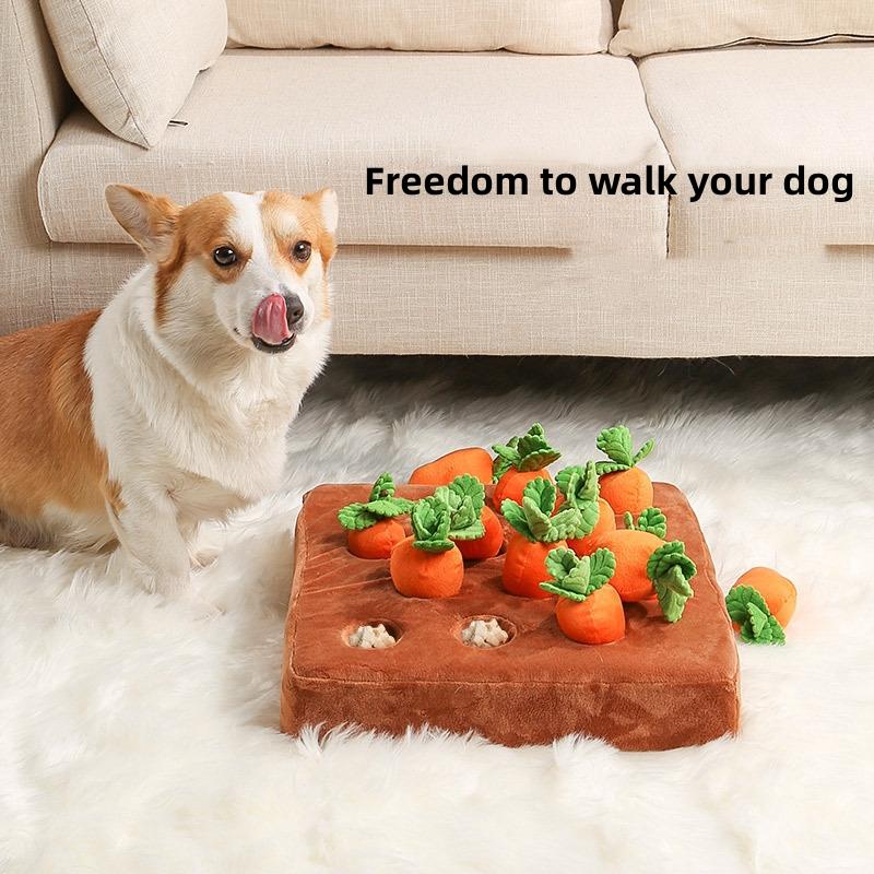 Giocattolo di peluche a forma di carota per cani, giocattoli interattivi per cani, giocattoli di peluche a forma di puzzle, 2 in 1, antiscivolo, giochi di alimentazione per masticatori aggressivi, animali domestici