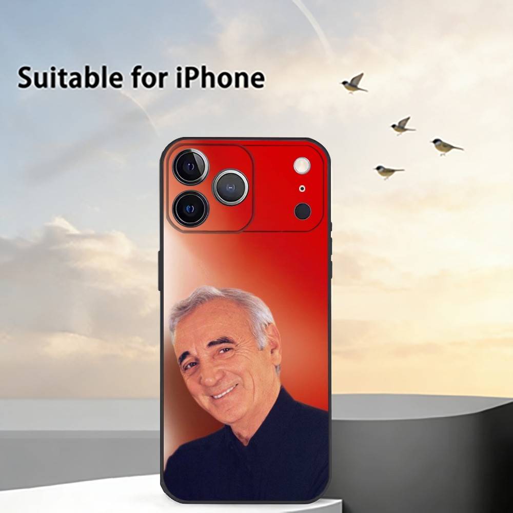 Charles Aznavour Music Phone Case For iPhone 17, 16,15,14,13,12,11 Plus,Pro Max, Others Soft Black Cover