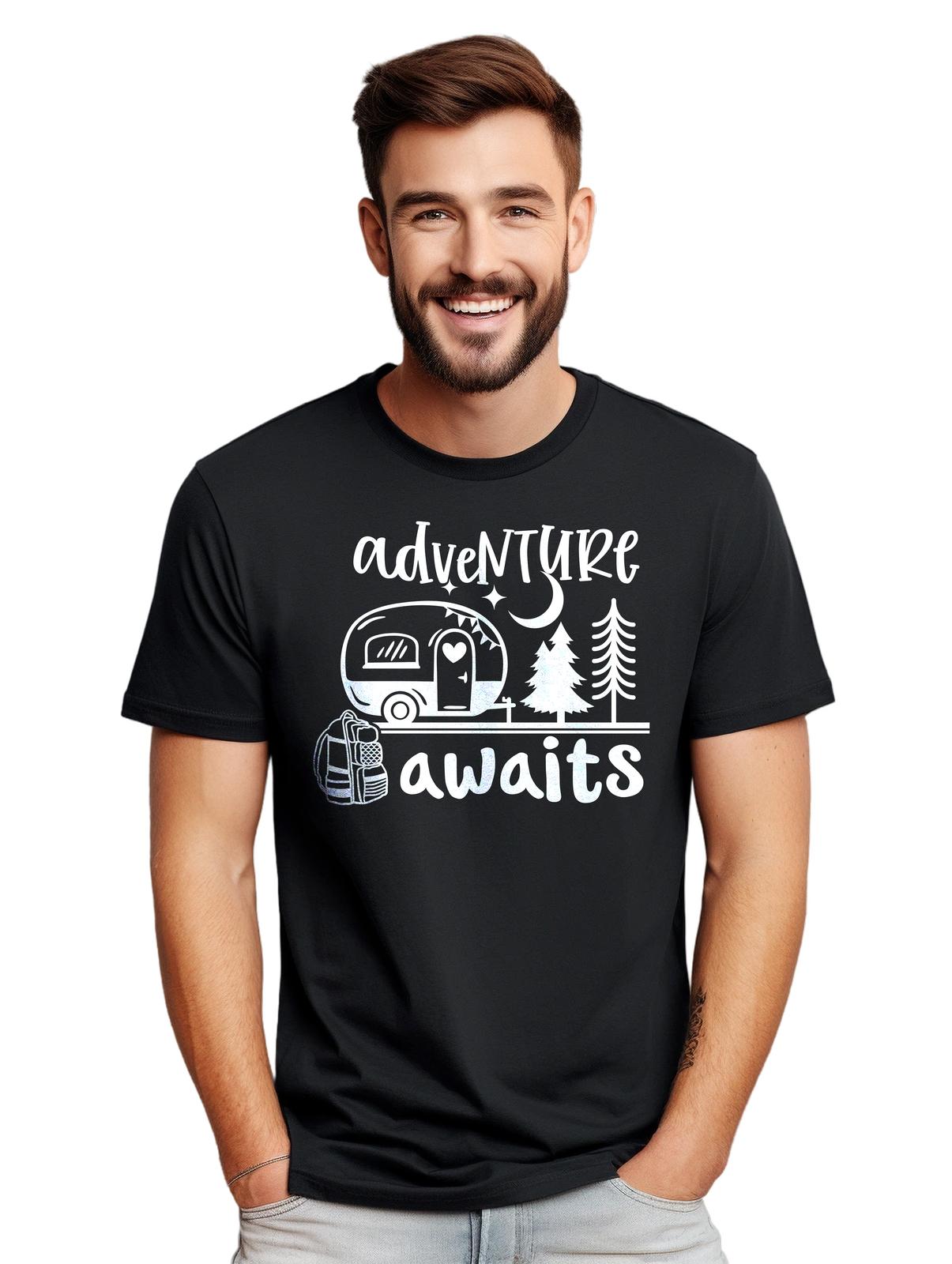 

Adventure Awaits T-Shirt Mens Womens Tees Top - Funny and Wanderlust-Ind ucing! Funny T-Shirt Mens Womens Tees Top, Unisex 4XL