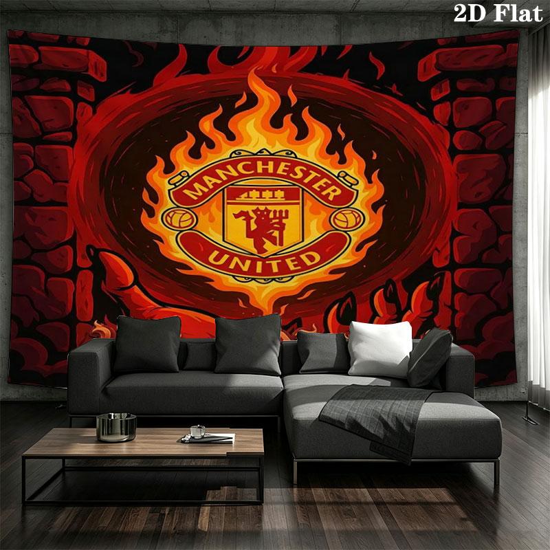 Manchester United F Custom Name Wall Tapestry Aesthetic Wall Hanging Printed Fabric Blanket Decorative Tapestries for Bedroom Living Room Home Decor