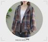 Women's Retro Plaid Hooded Cardigan Shirt