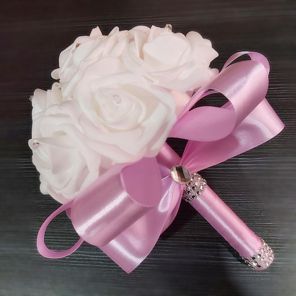 Romantic Bridal Wedding Bouquet Satin Artificial Rose Flower Rose Flower Bouquet  Bridal Wedding