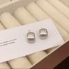 Silver Needle Metal Matte Brushed Matte Small Pea Earrings Women's Niche Feeling Gold and Silver Bean Earrings Stud Earrings