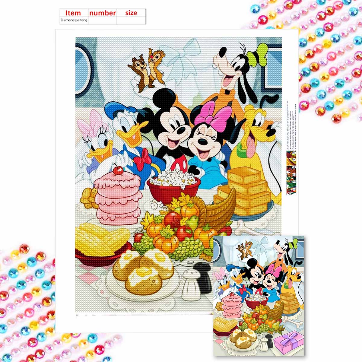 

Full Round Diamond Painting Minnie Mickey At The Picnic Art Rhinestone Picture Mosaic DIY 5D Cross Stitch Embroidery Home Decoration Round 20x30cm