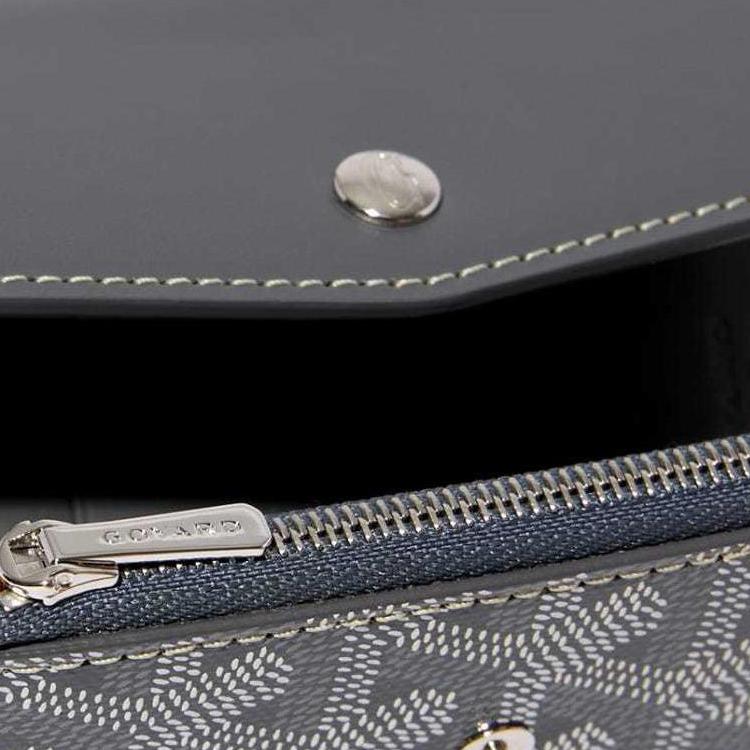 Goyard Saint-Gabriel Trifold Design Snap Closure Canvas And Calfskin Wallet Unisex wallet Gray STGABRPMLTY-51CL51P