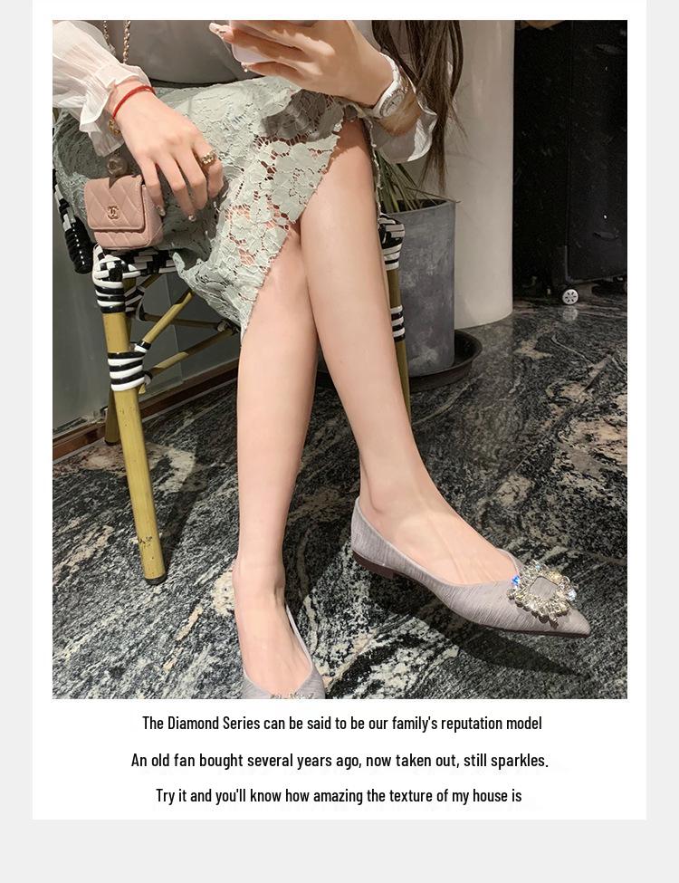 Grape Mom Studio: Spring French Rhinestone Pointed Toe Flats for Women