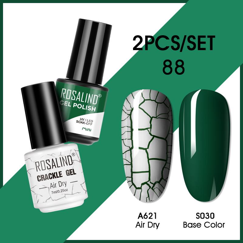 ROSALIND Cracked Gel Nail and Polish Nail Gel Kit Nail Varnish Hybrid Crackle Manicure Art UV Gel Semi Permanent 2PCS