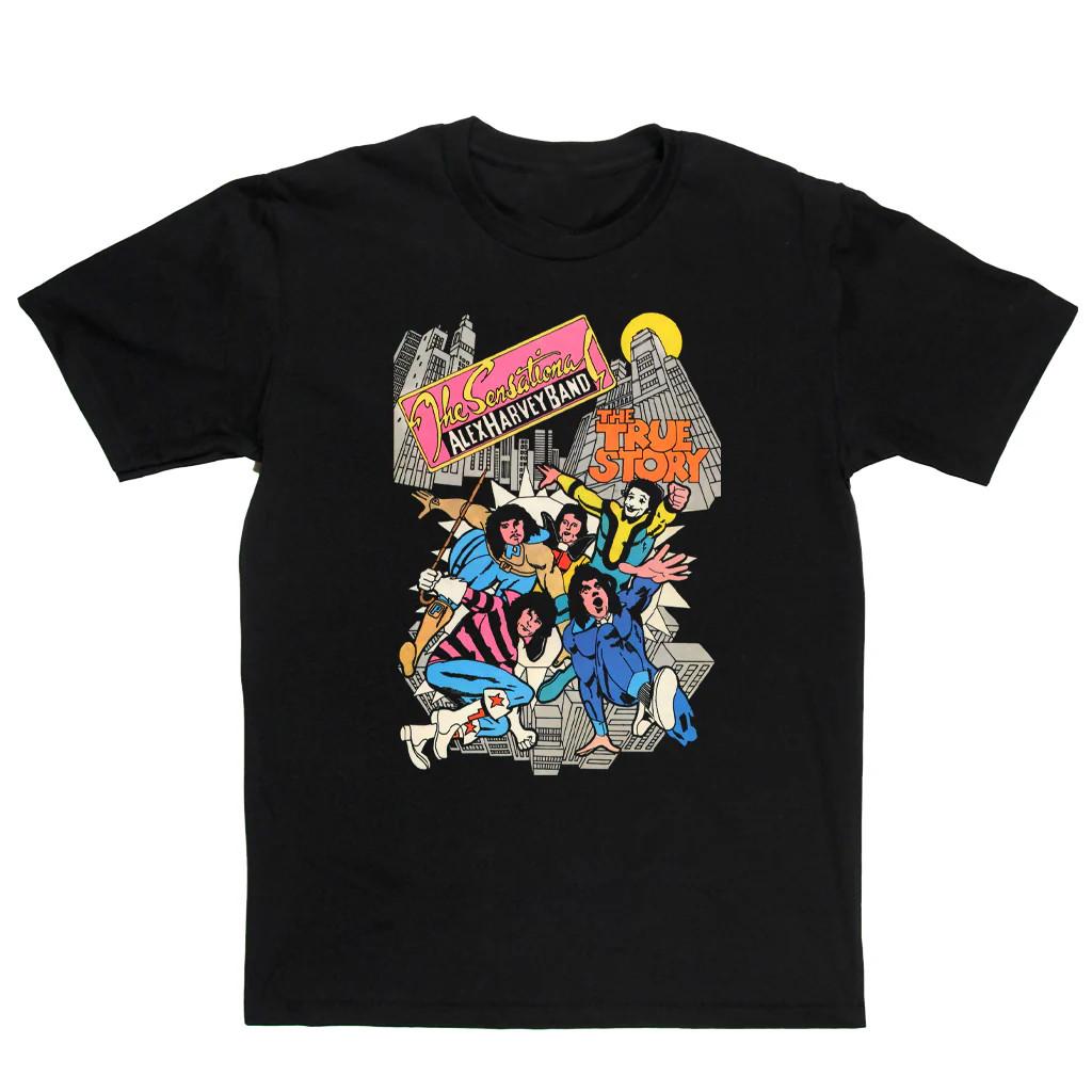 Vtg The Sensational Alex Harvey Band Cotton Black Full Size Unisex Shirt AG737 S разноцветный