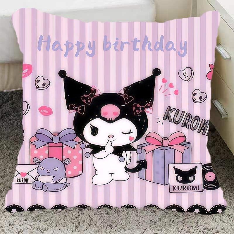 

Мультяшная милая наволочка Sanrio Kuromi Melody двухмерная аниме наволочка на диван для девичьей комнаты домашнее украшение подарок на день рождения 20x20Inch