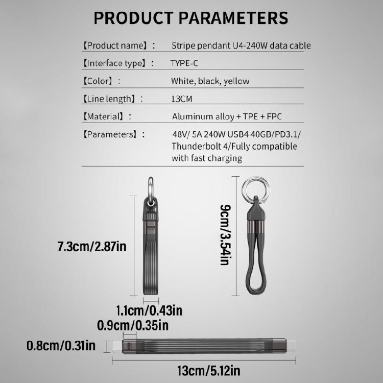 Advanced USB4 Cable with PD240W Quick Charging and 40Gbps Fast Speed Data Transfer 8K Video Supported