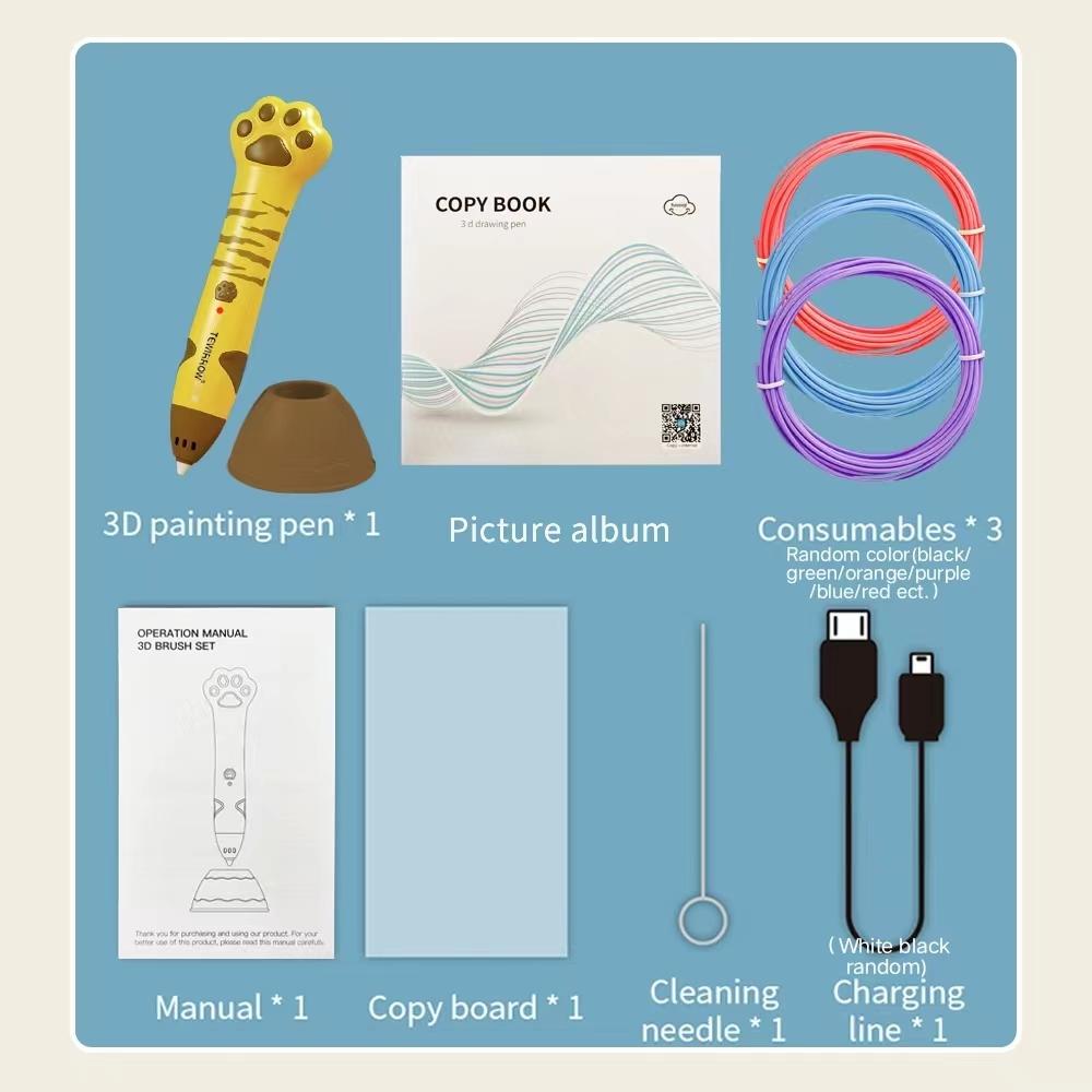 

Низкотемпературная 3D-ручка для печати, полный набор 3D-ручки с 3 цветами, 1,75 мм/0,068 дюйма, нить PCL, лучший подарок на Рождество, день рождения, ручка DIY, перезаряжаемая через USB жёлтый