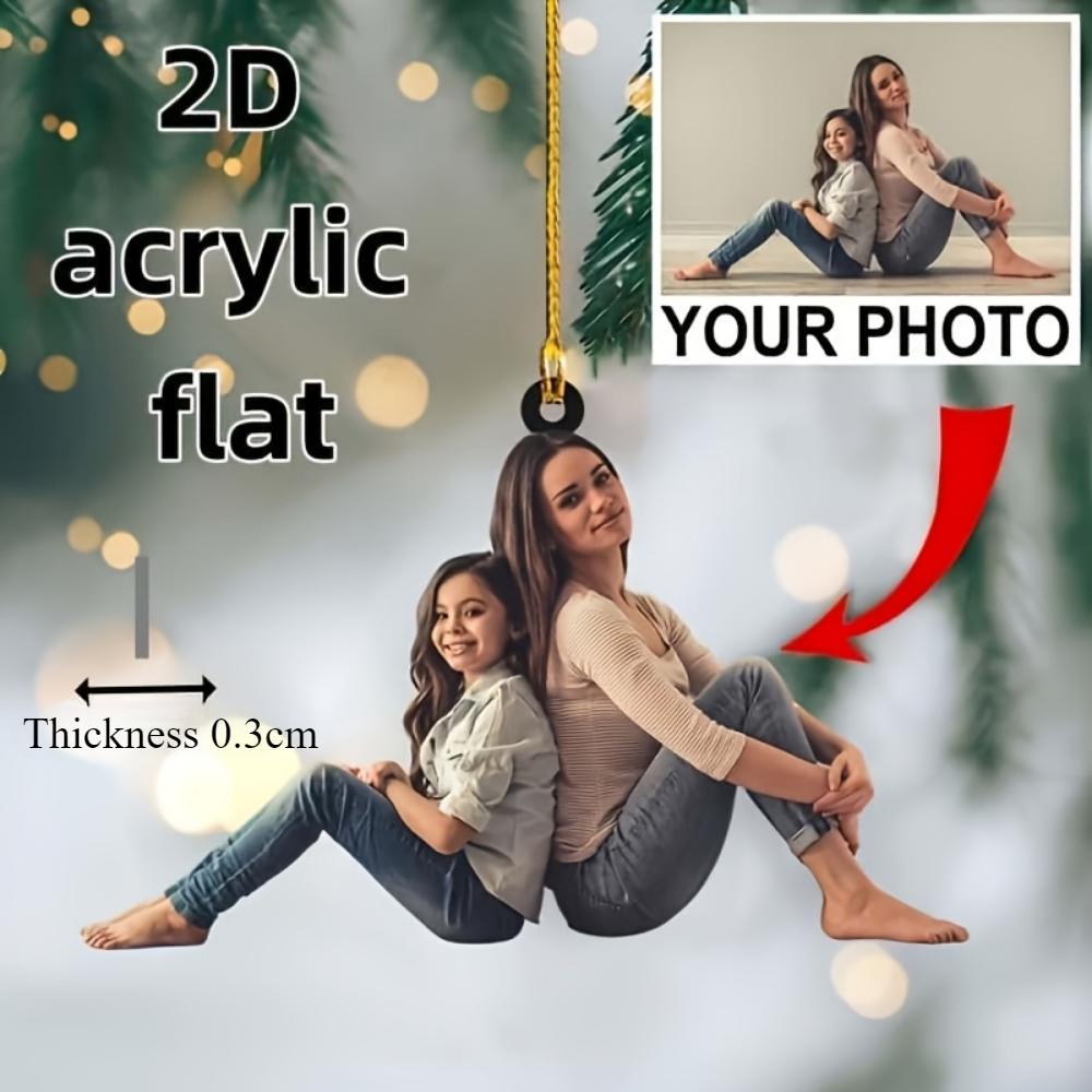 2D plochá, závěsná dekorace do auta, zakázkové akrylové foto dekorace - Vánoční, výroční, valentýnské dárky, týmové firemní suvenýry