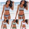 2025 European & American Women's Striped Solid Color Criss-Cross Multi-String Bikini