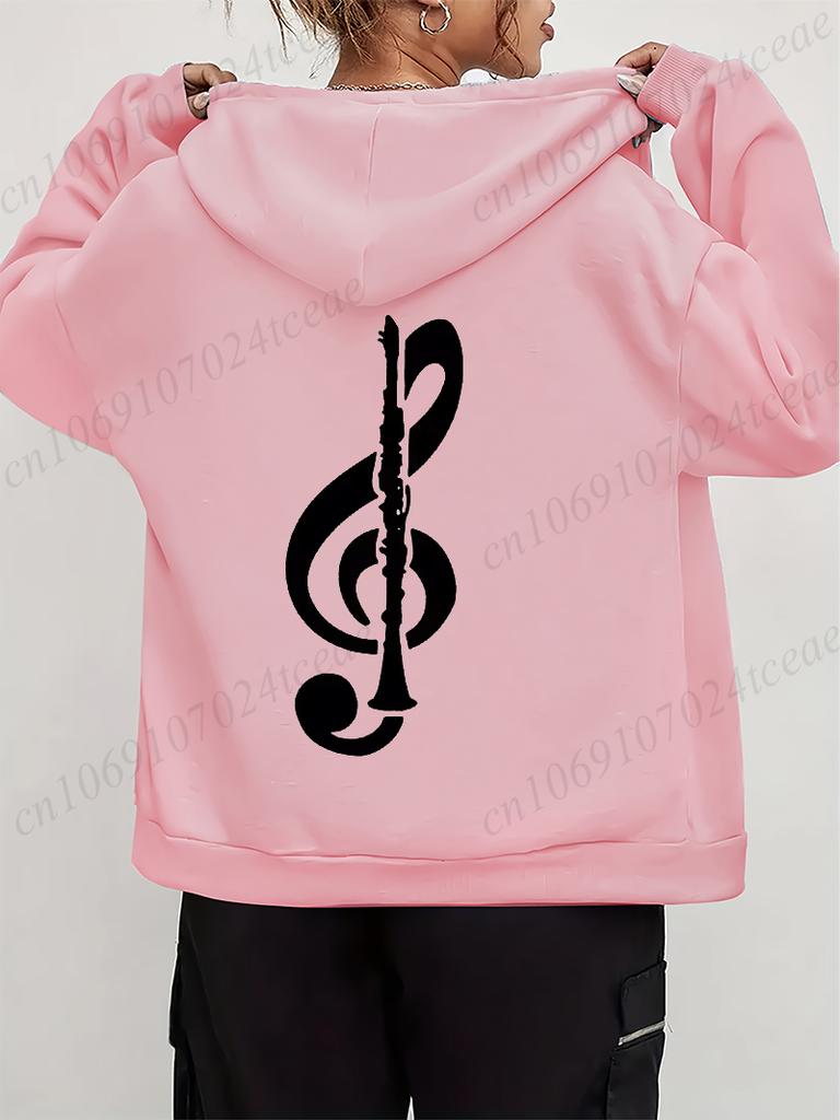 Men Women Fleece Hoodies Jackes Music Note Heartbeat Print Hoodie Zipper Jacket Male Hoodies Sweatshirt Music Zip Coats Clothes