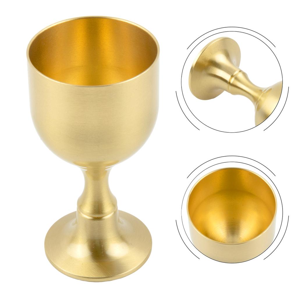 Antirust Brass Wine Glass Tumbler Cup for Party Bar and Home Vintage Style with Smooth Edge for Comfortable Use 15ml 30ml