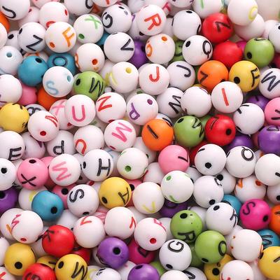 220 Pezzi Perline Acriliche Lettere Rotonde Perline Sfuse Per Fai da Te Collana Braccialetto Orecchini Creazione Gioielli Accessori Artigianali