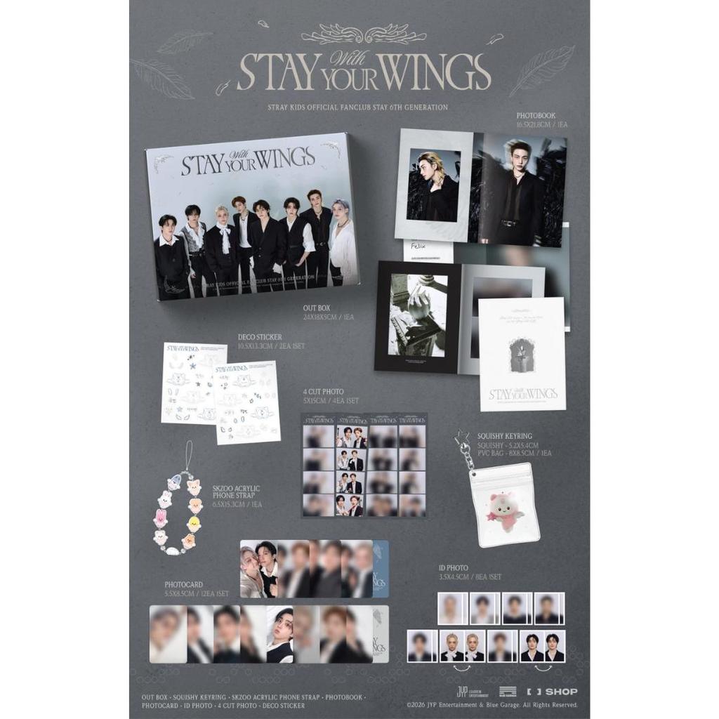 VORBESTELLUNG STRAY KIDS 6. Mitgliedschaft Willkommenspaket STAY YOUR WINGS Vollständiges Paket (Kein Personalausweis)