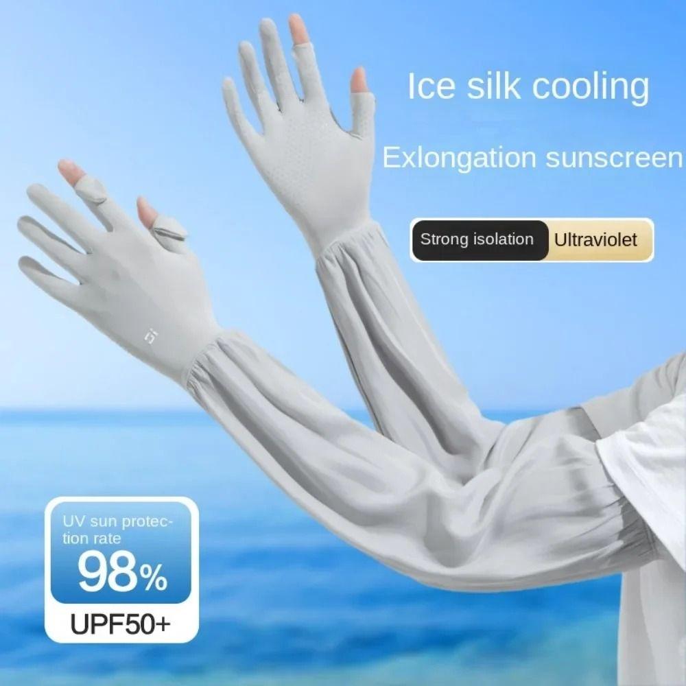 UV Insulation Ice Silk Sleeves Gloves Flip-finger Cycling Gloves Elastic Sunscreen Sleeve Summer