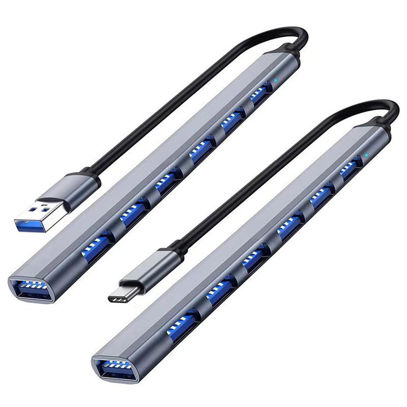 Aluminum Alloy 7-Port USB 3.0 Expansion Dock with Dual USB/Type-C Ports