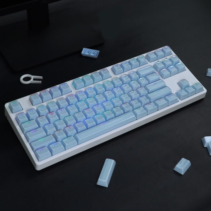 113Key PC Keycaps Set for Mechanical Keyboards with Double Shot Injections OEM Profile Keycap Crystal Jelly Design