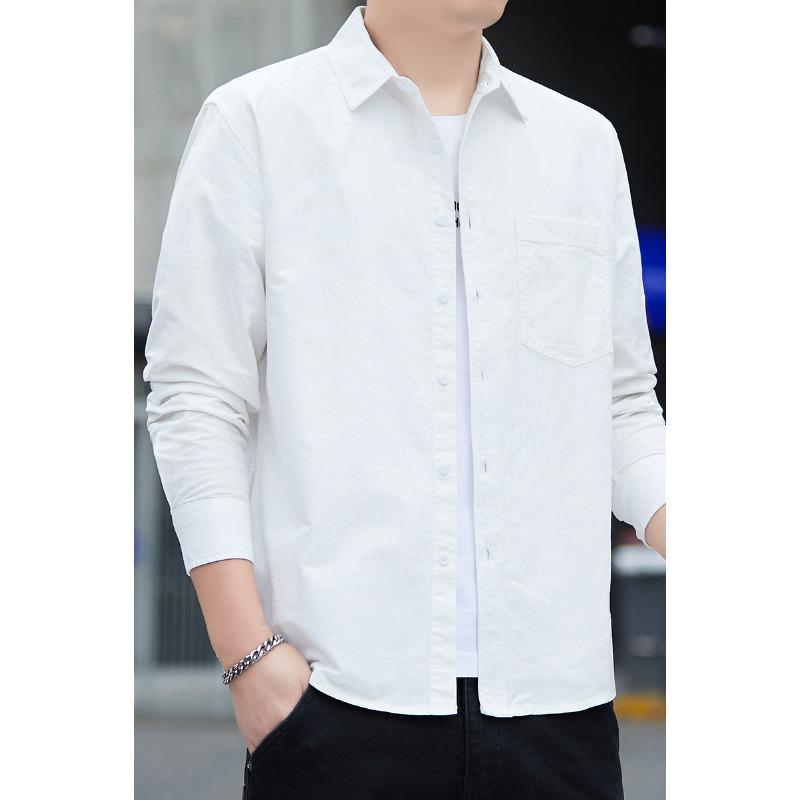 Loose Turn Down Collar Long Sleeve Casual Cotton Mens Basic Shirt M