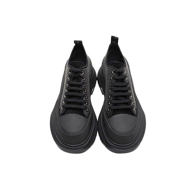 Alexander McQueen Tread Slick Leather Ankle Length Combat Boots Men's Black 647182WHZ271069