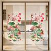 2Pcs Plastic Golden Lotus Wall Sticker Glass Door Sticker  for Bathrooms Living Rooms and Bedrooms
