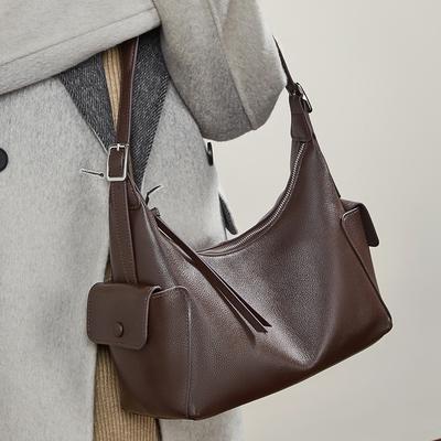 Erste Schicht pflanzlich gegerbtes Rindsleder Happy Hobo Tasche, Schulter Toast Tasche, Leder große Kapazität Damen Freizeit Schulter Umhängetasche