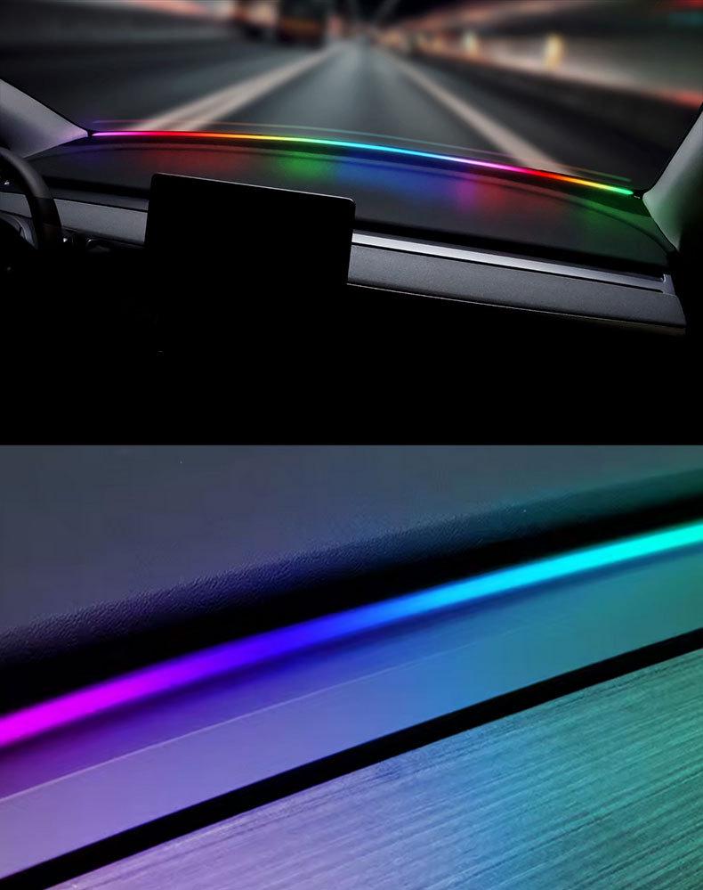 Colorful Acrylic Windshield Soundproof Light: App-Controlled, No Wiring, for Car Decoration.