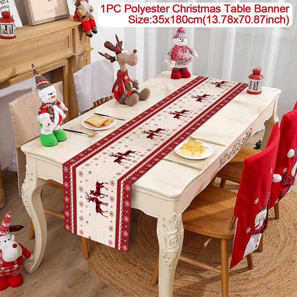 Christmas Table Runner Cloth Merry Christmas Decoration for Home 2024 Tablecloth Xmas Ornament Navidad Natal New Year Gift 2024