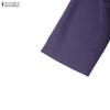 ZANZEA Women Casual Round Neck Solid Color 3/4 Sleeve Loose Dress