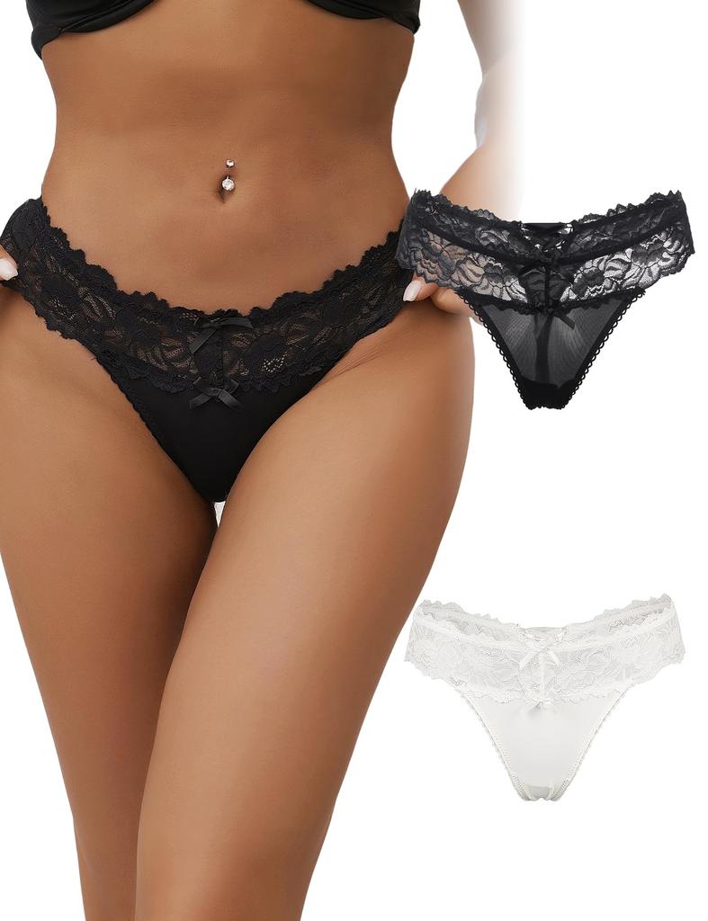 Sexy Panties Cute Lace Ribbon Plus Floral [comeondear] Women's Set, Panties, Size, Skin-Friendly, Stretchy, Soft, Print, Low-Rise Panties,