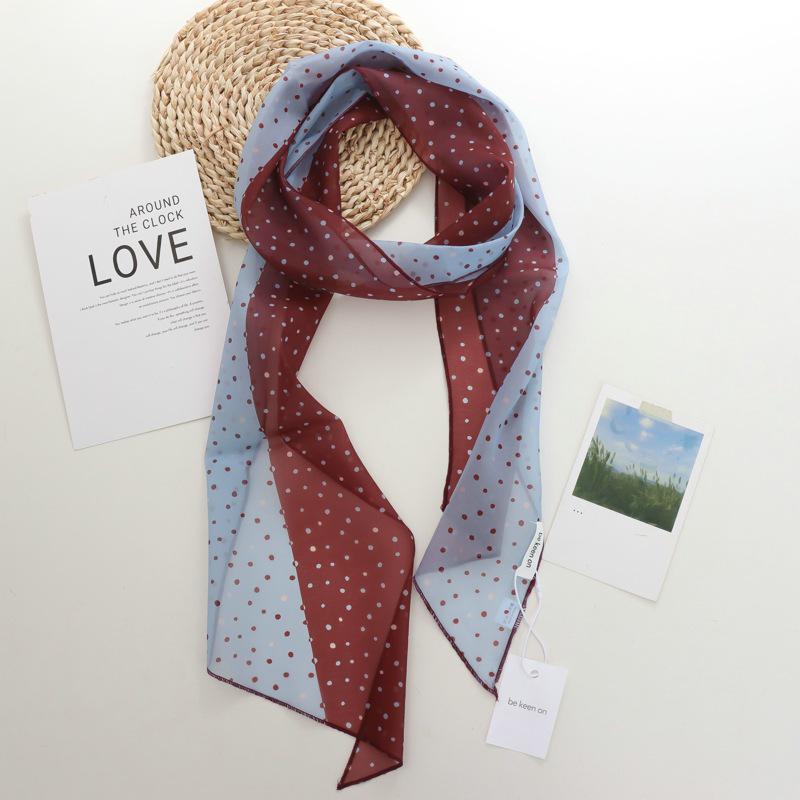 2025 Nische Persönlichkeit Colorblock Seidenschal: Vielseitiges und modisches dünnes Krawattenband-Accessoire für Damen