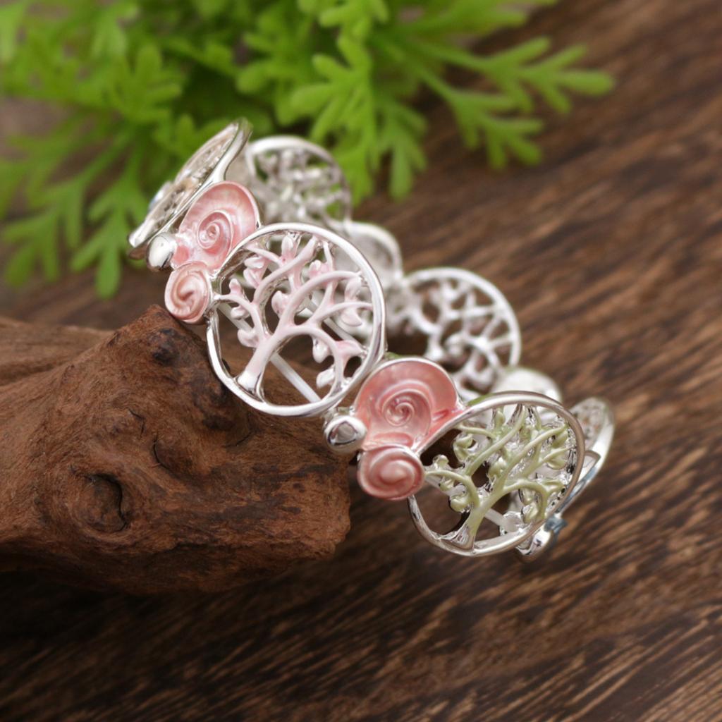 Bracelet élastique conque arbre de vie creux peinture couleur huile, bracelet pour femme tendance et haut de gamme
